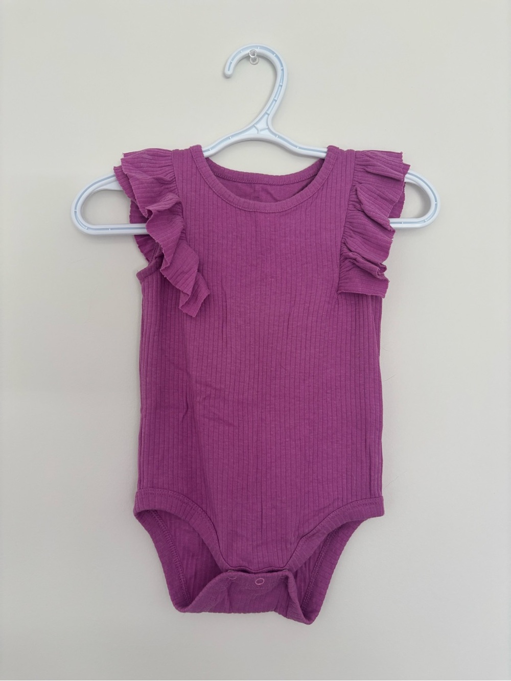 Cat & Jack Purple Ribbed Ruffle-Sleeve Bodysuit